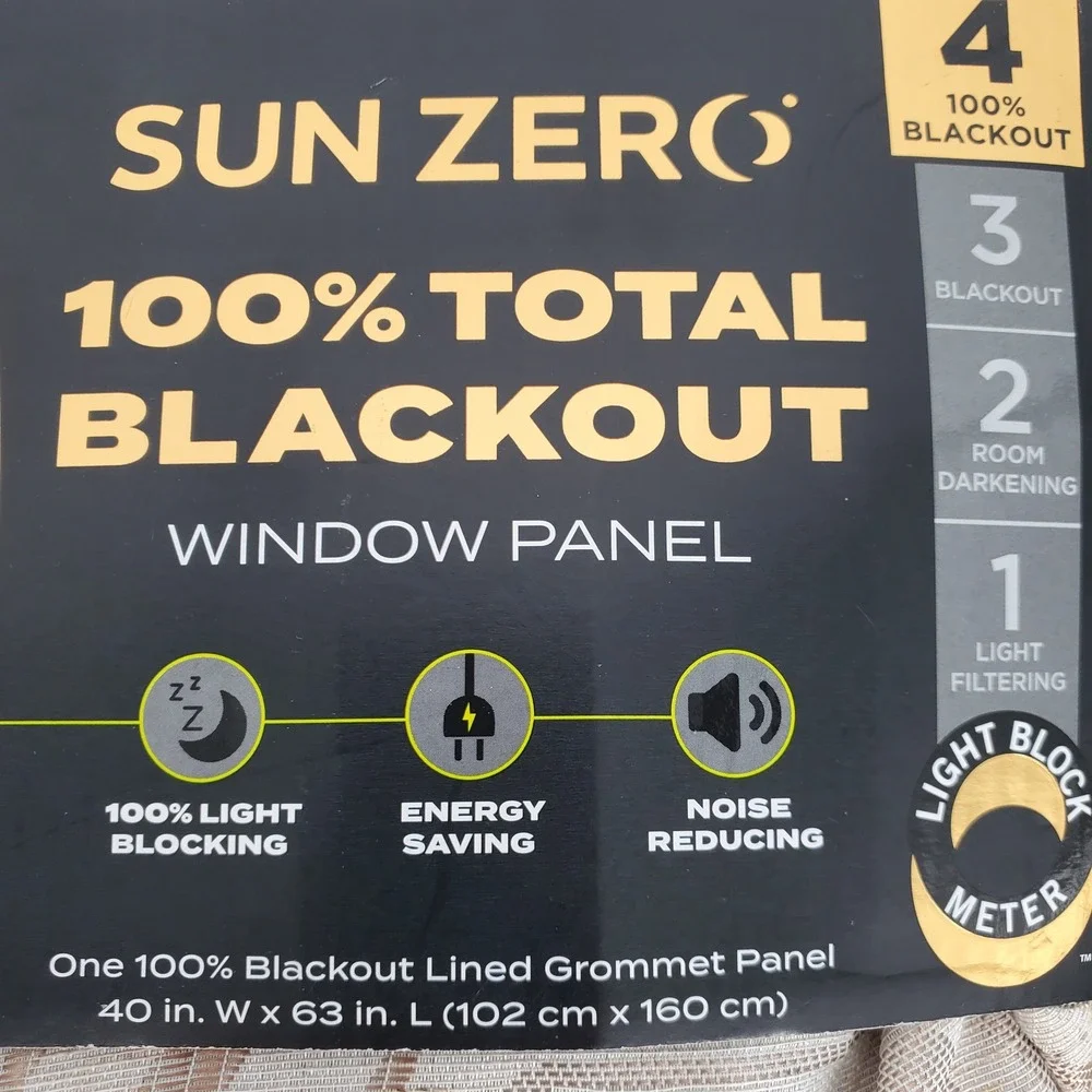 Sun Zero Brevick‎ Taupe 100% Total Blackout Grommet Window Panel 40x63 1 Panel
